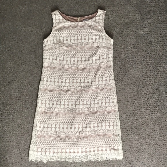 Jessica Howard, size 12, White & Tan lace dress - Picture 1 of 6